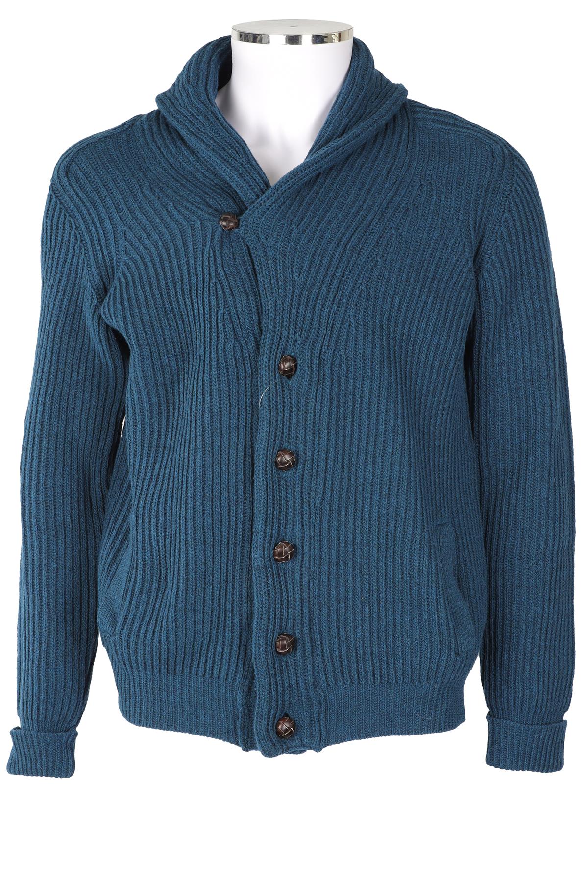 GOLDEN GOOSE DELUXE BRAND MEN'S BLUE WOOL CARDIGAN LARGE