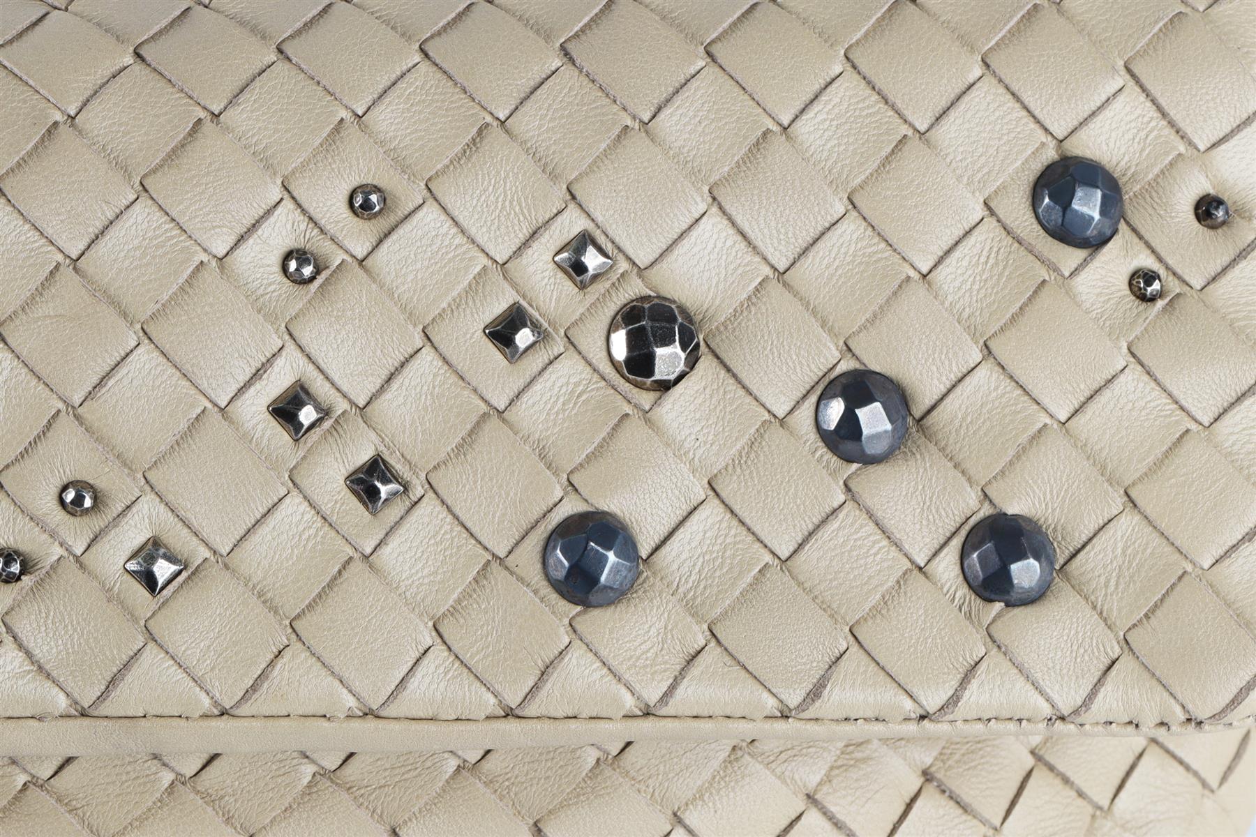 BOTTEGA VENETA BEIGE INTRECCIATO LEATHER CLUTCH
