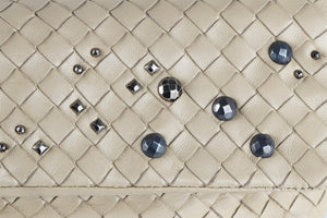 BOTTEGA VENETA BEIGE INTRECCIATO LEATHER CLUTCH