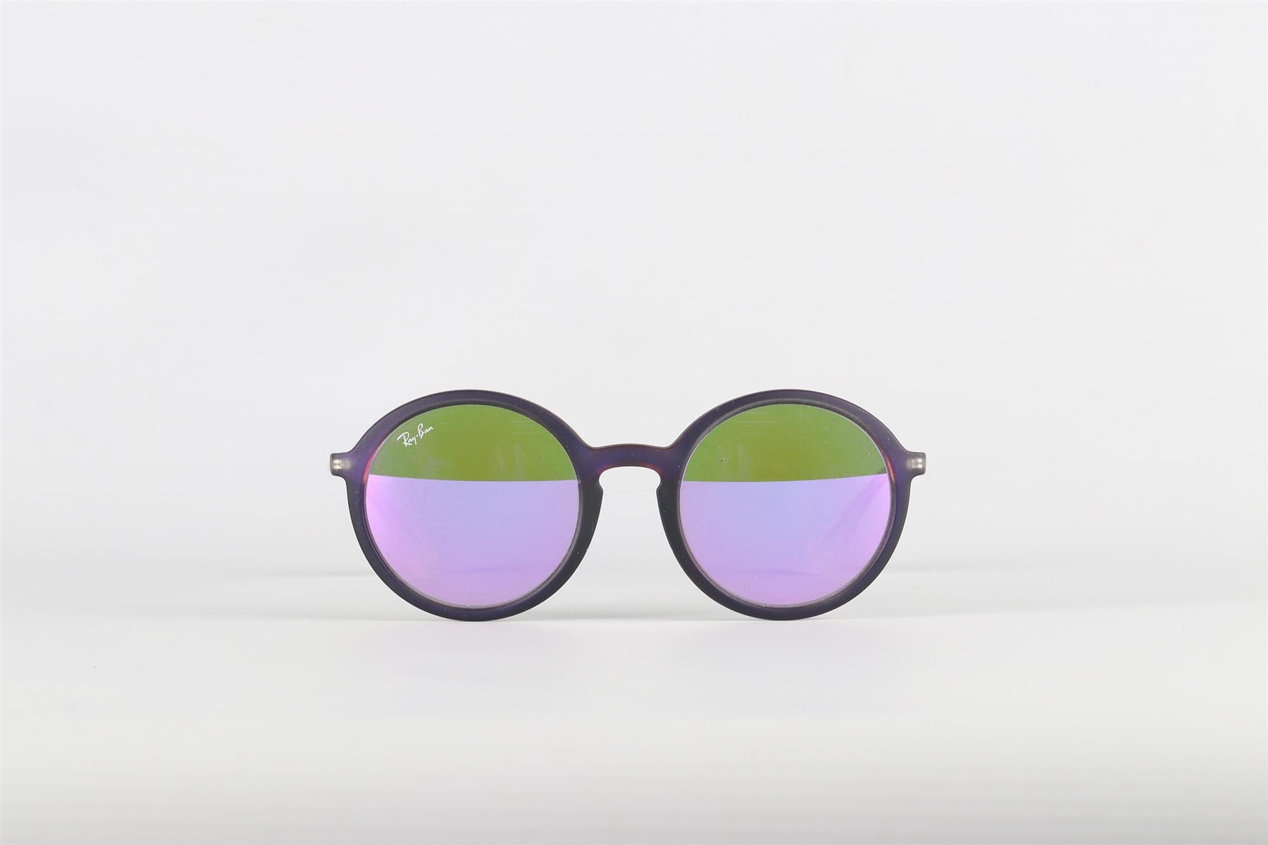 RAY-BAN PURPLE ROUND FRAME ACETATE SUNGLASSES