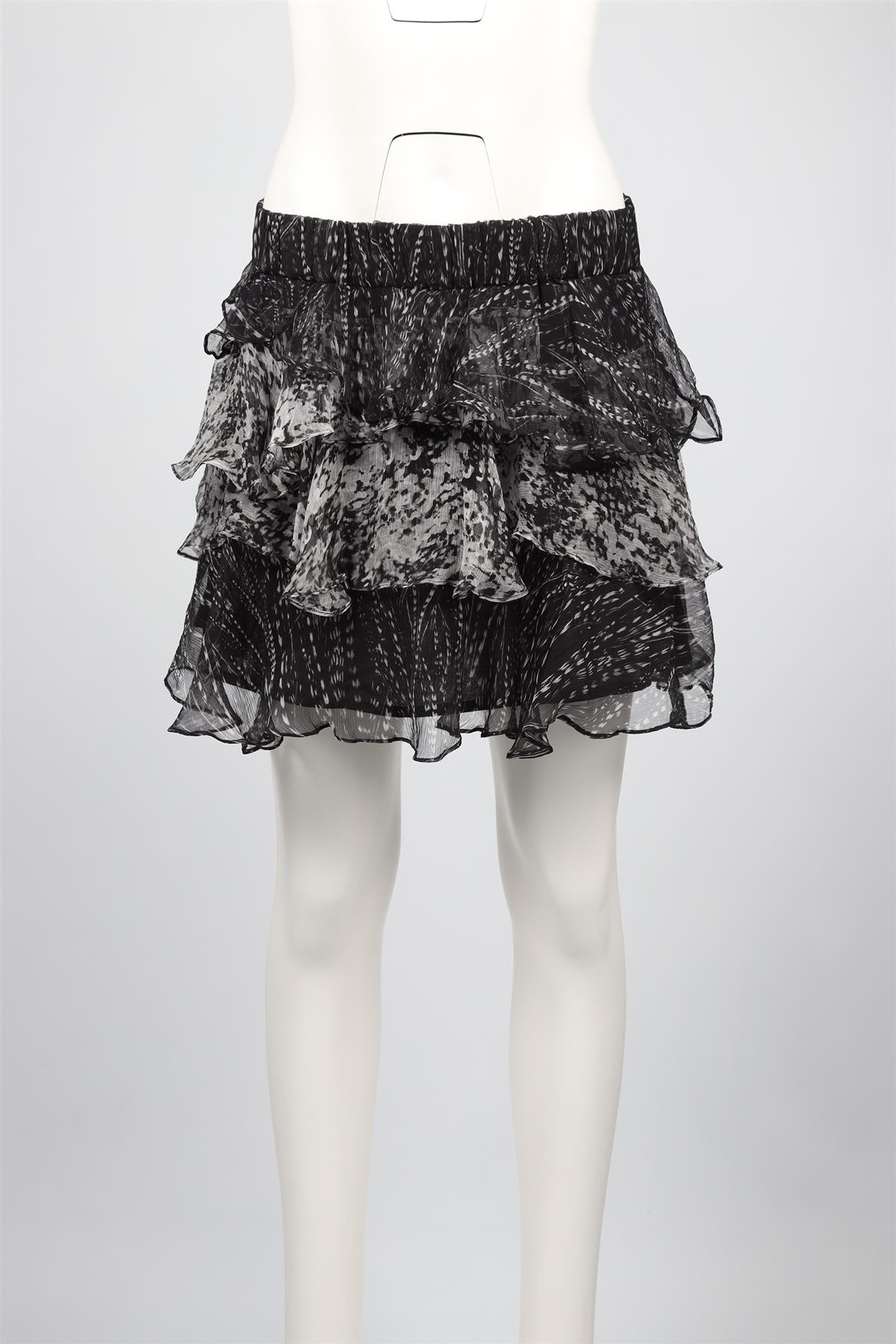 IRO BLACK CHIFFON MINI SKIRT FR 38 UK 10