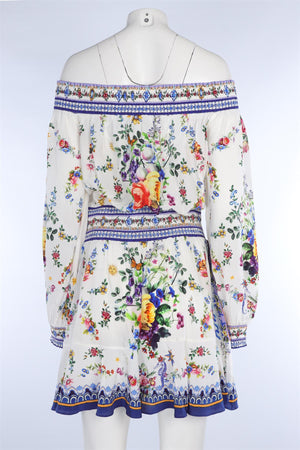 CAMILLA BLUE SILK MINI DRESS MEDIUM