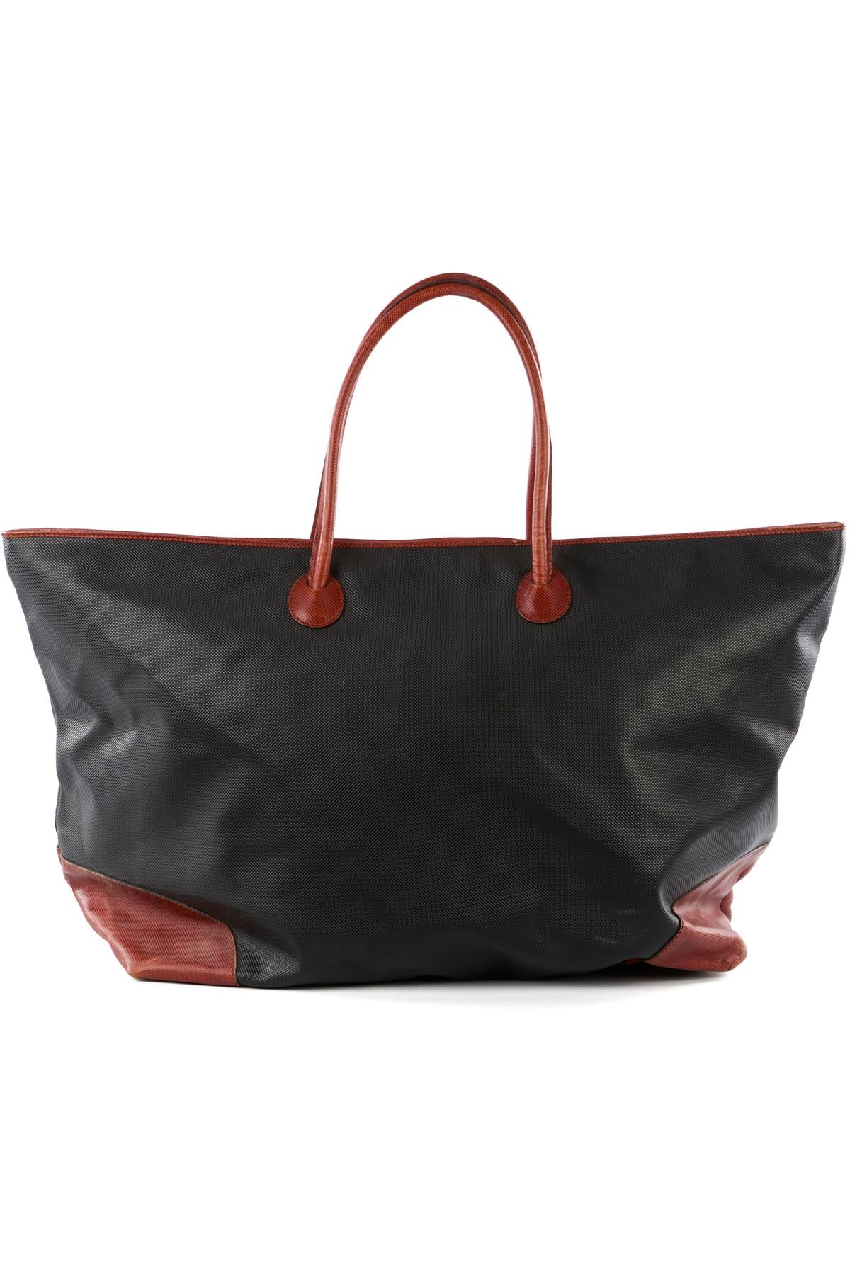 BOTTEGA VENETA BLACK VINTAGE MARCO POLO LEATHER TOTE BAG
