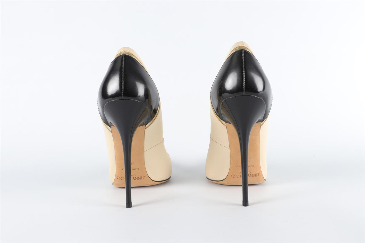 JIMMY CHOO CREAM LEATHER PUMPS EU 38.5, UK 5.5, US 8.5