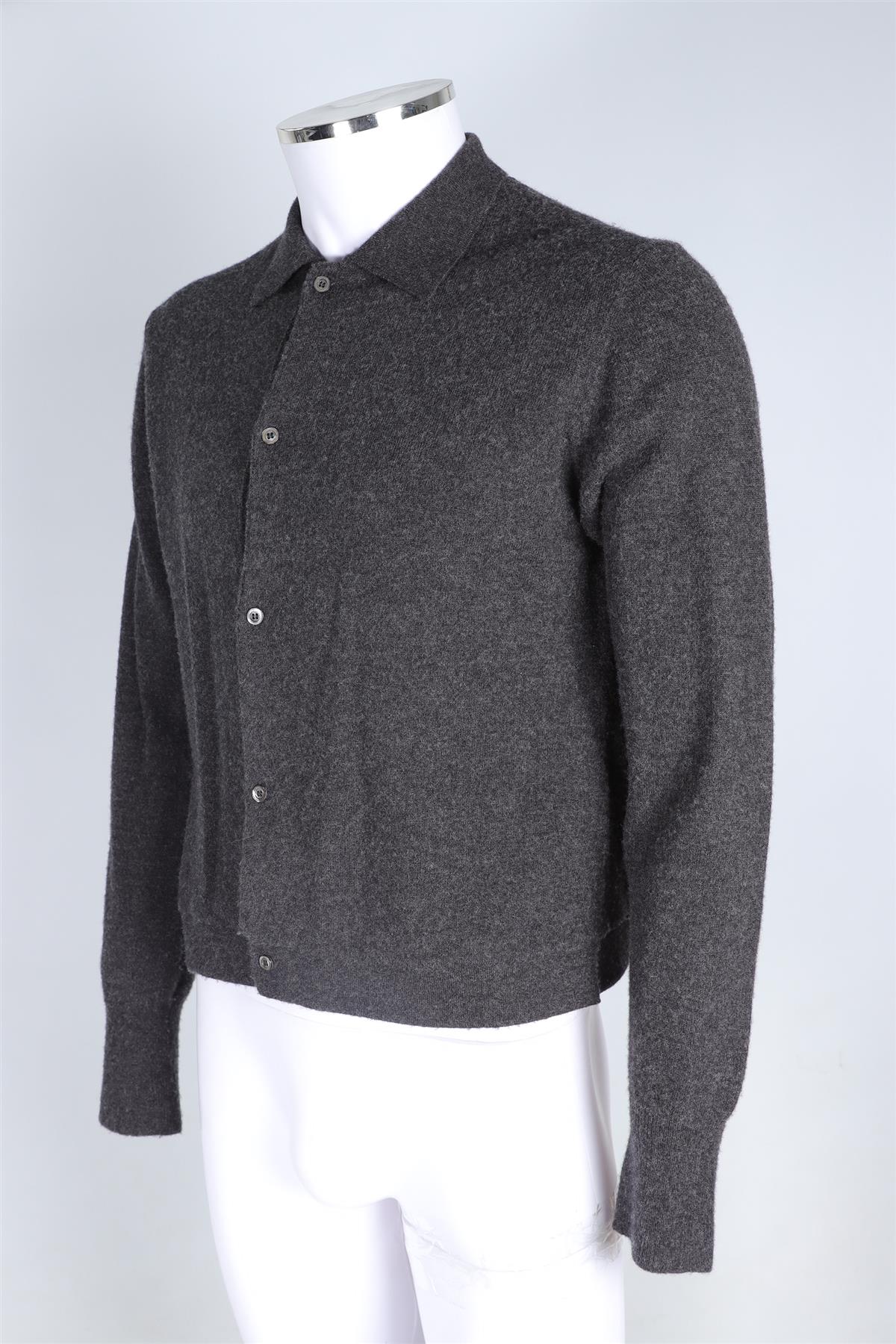 OFFICINE GENERALE GREY MEN'S WOOL CARDIGAN MEDIUM