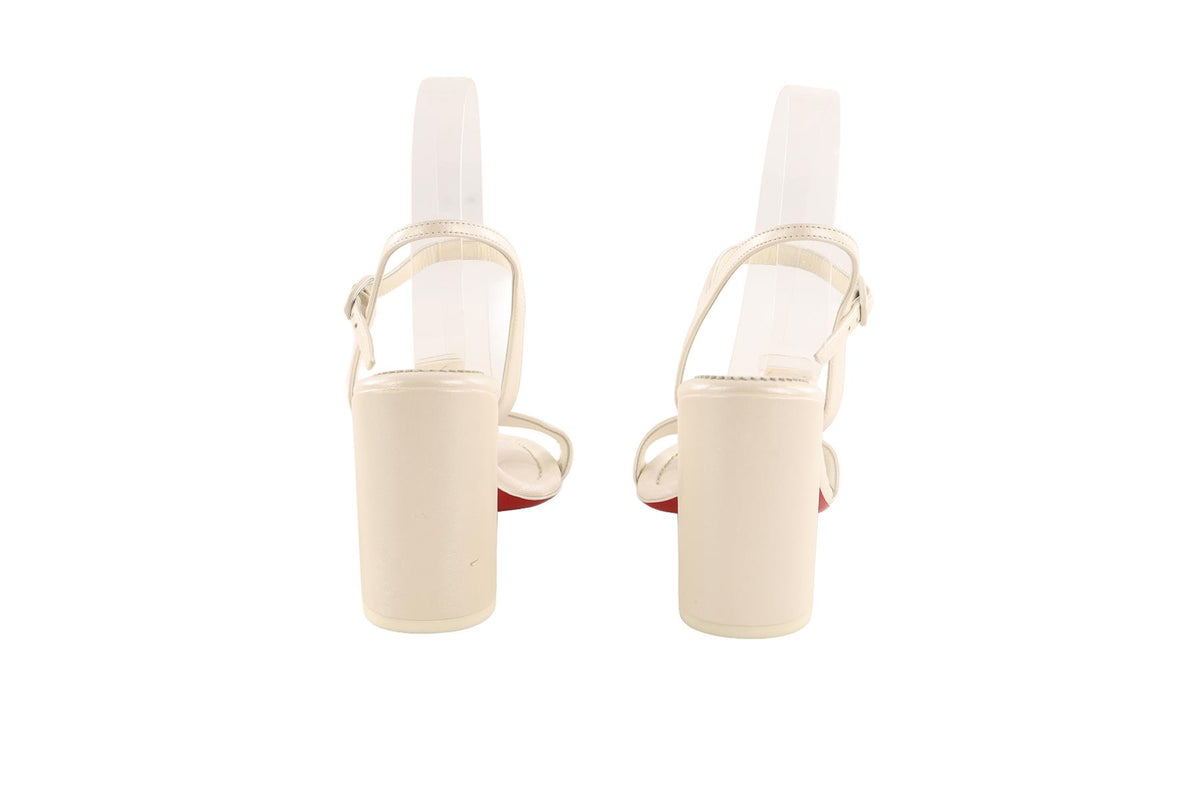 CHRISTIAN LOUBOUTIN WHITE MISS JANE LEATHER SANDALS EU 37 UK 4 US 7