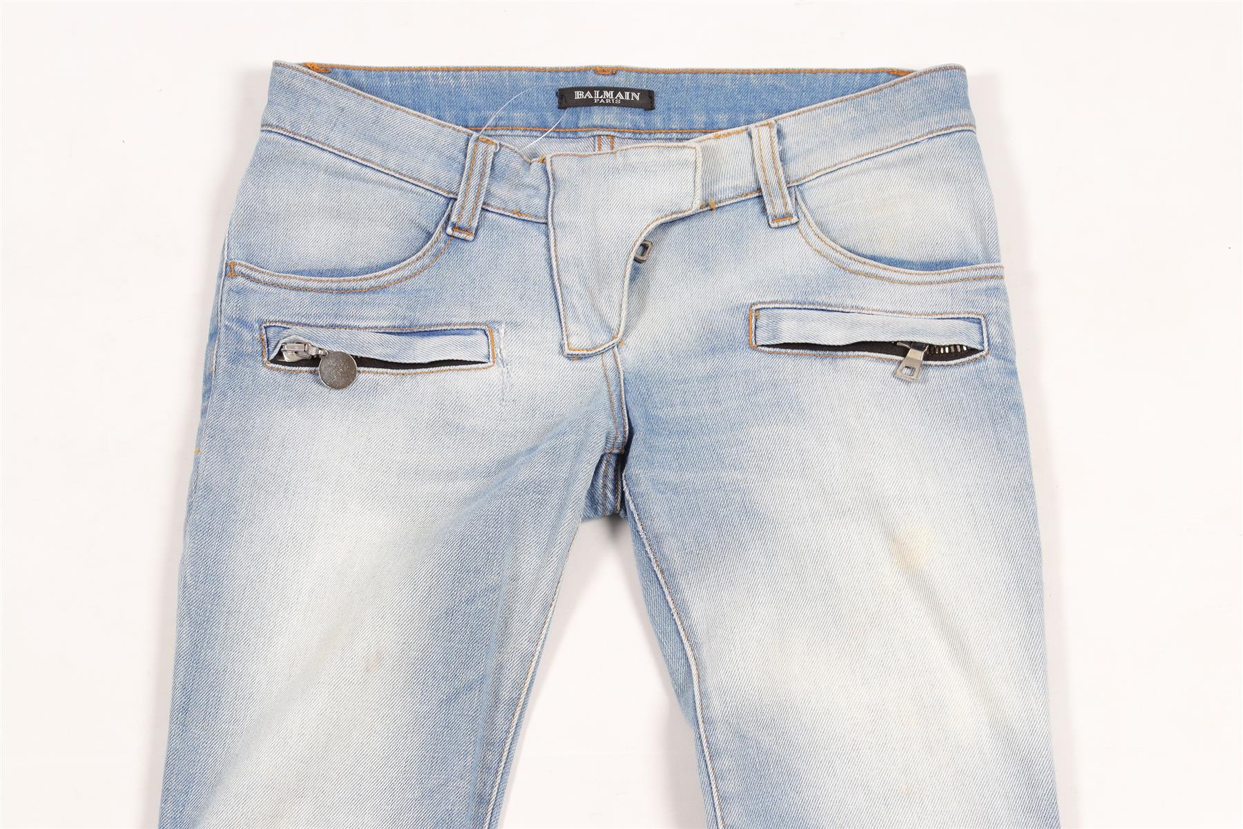 BALMAIN BLUE LOW RISE SKINNY JEANS FR 34 UK 6