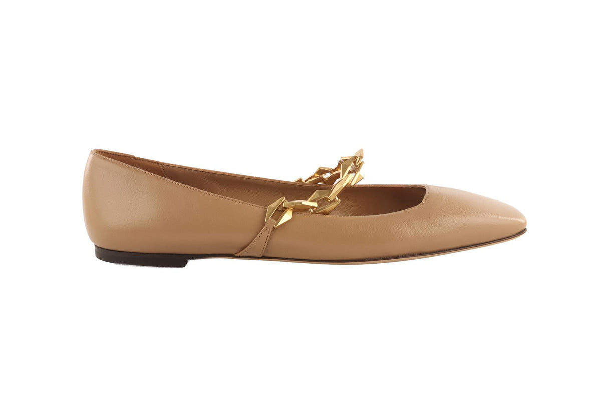 BEIGE LEATHER BALLET FLATS