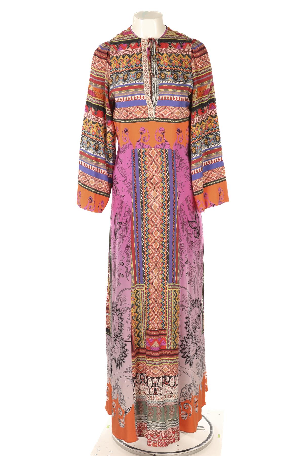 ETRO MULTI SILK MAXI DRESS IT 40 UK 8