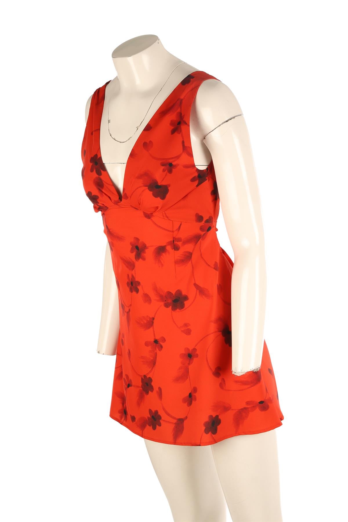 FAITHFULL RED CREPE MINI DRESS US 4 UK 8