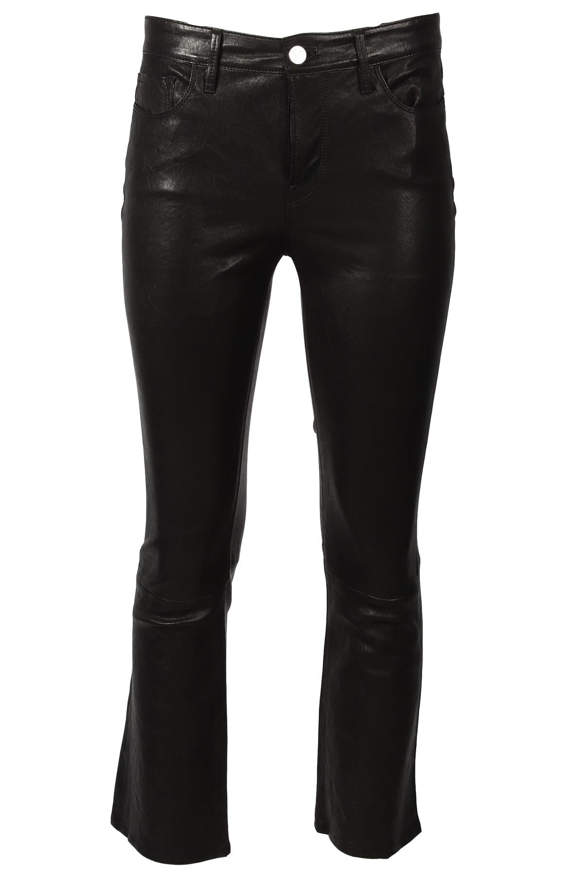 FRAME BLACK LEATHER STRAIGHT LEG PANTS W28 UK 10