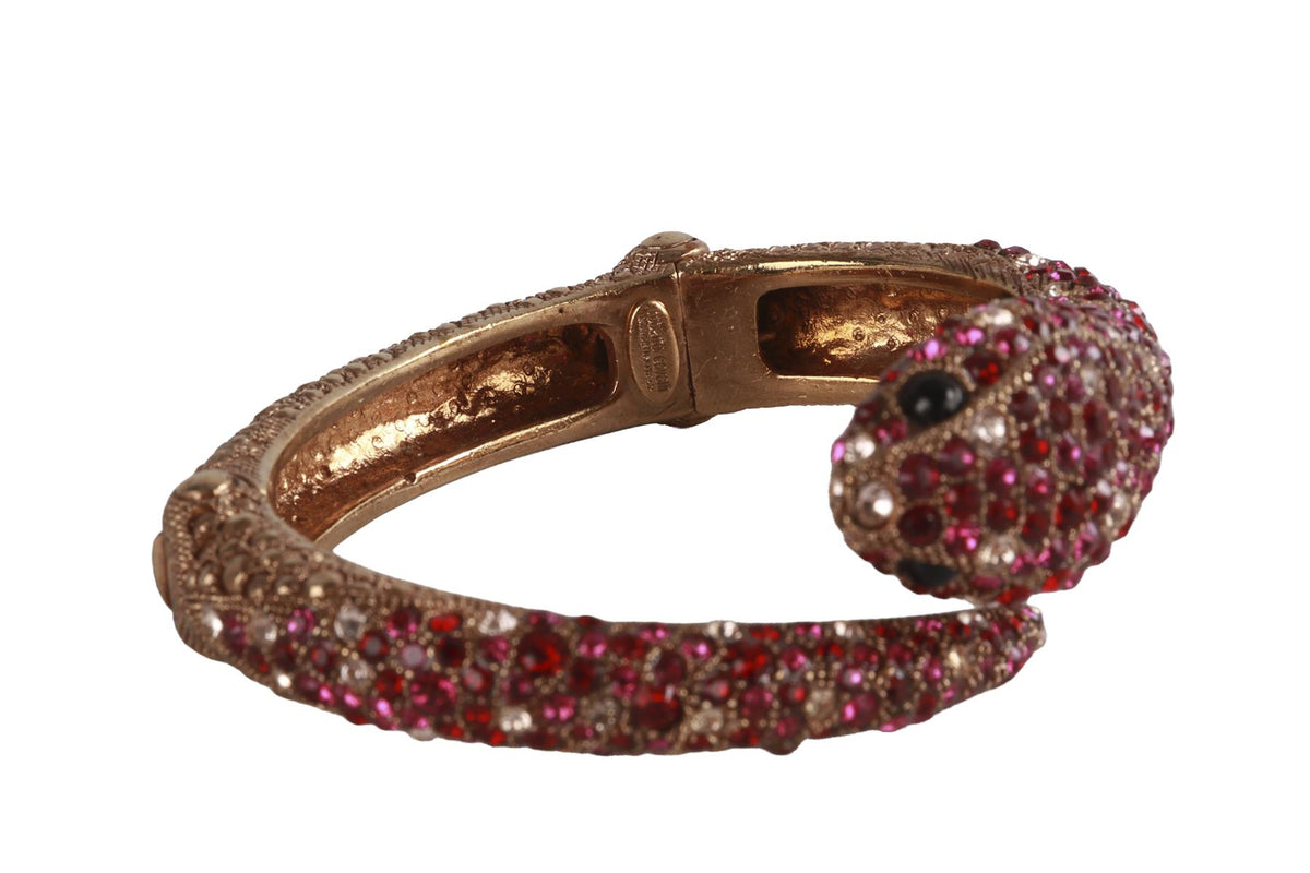 ROBERTO CAVALLI PINK CRYSTAL AND GOLD TONE BRACELET