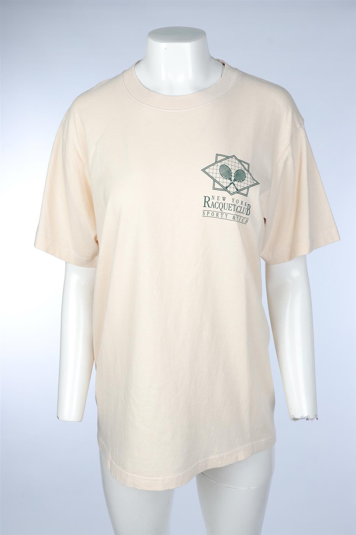 SPORTY & RICH BEIGE COTTON T-SHIRT MEDIUM