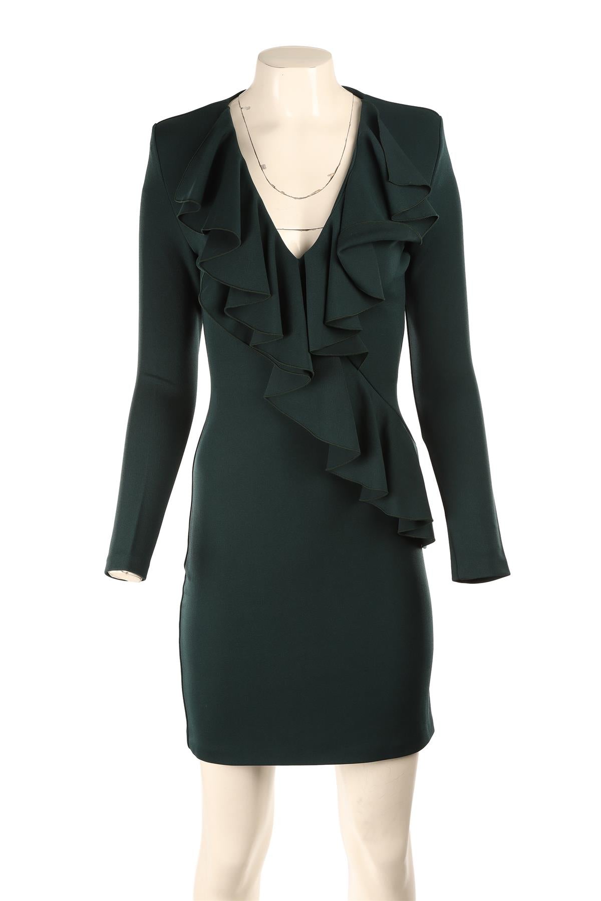 BALMAIN GREEN KNIT MIDI DRESS FR 36 UK 8