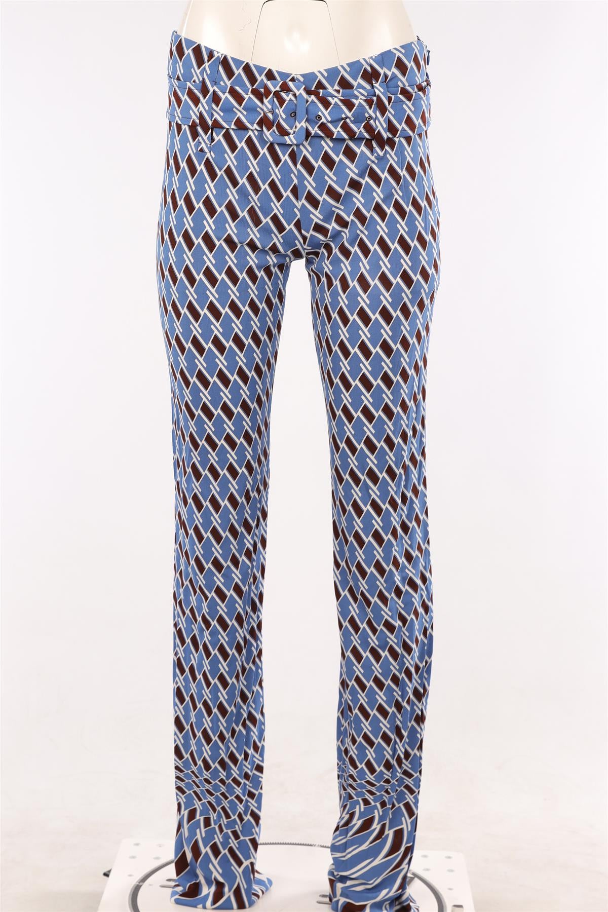 PRADA BLUE KNIT STRAIGHT LEG PANTS IT 42 UK 10