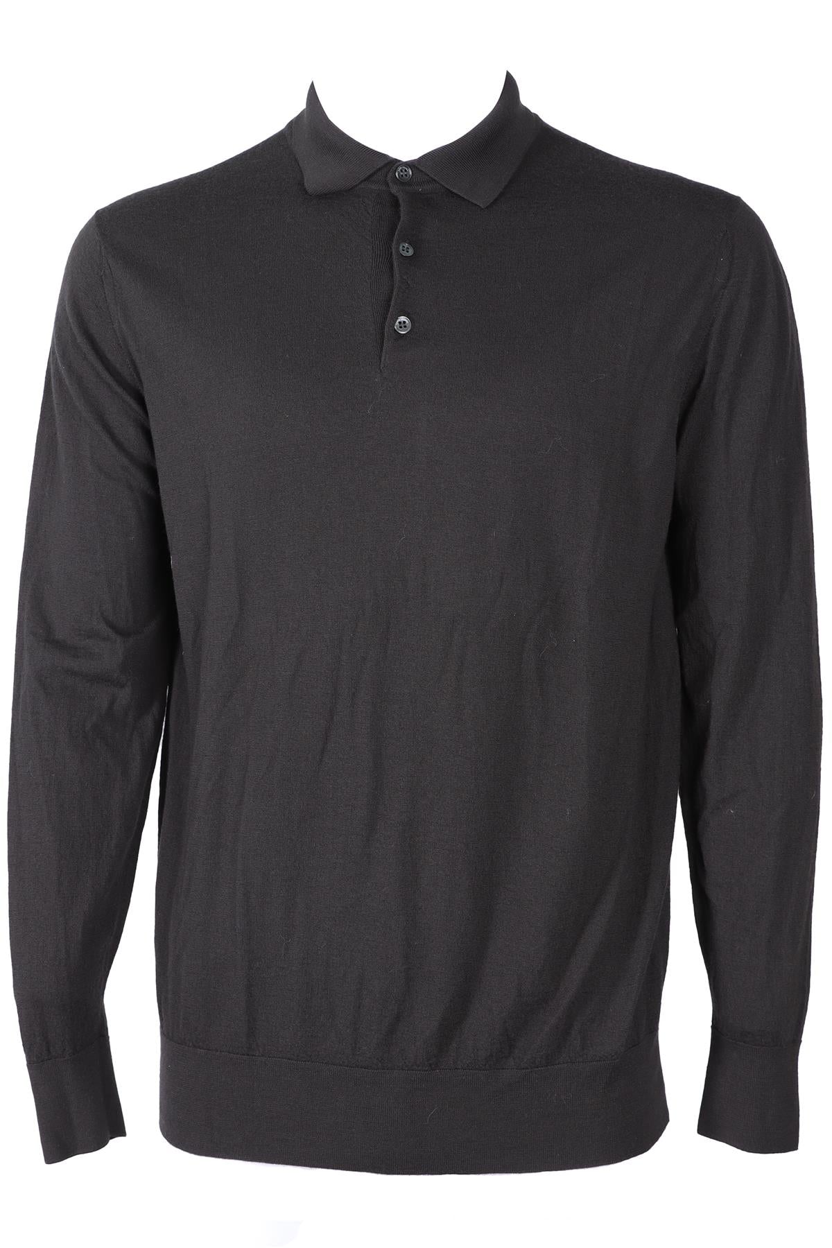 LORO PIANA GREY MEN'S WOOL POLO SWEATER IT 56 UK 46