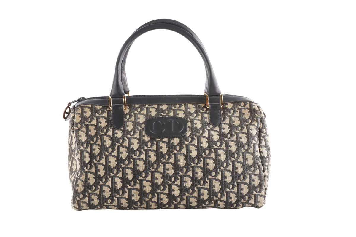 CHRISTIAN DIOR NAVY VINTAGE DIORISSIMO CANVAS TOTE BAG