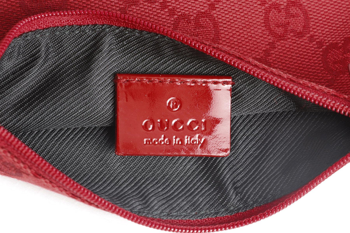 GUCCI RED GG CANVAS AND PVC 2 IN 1 COSMETIC POUCH