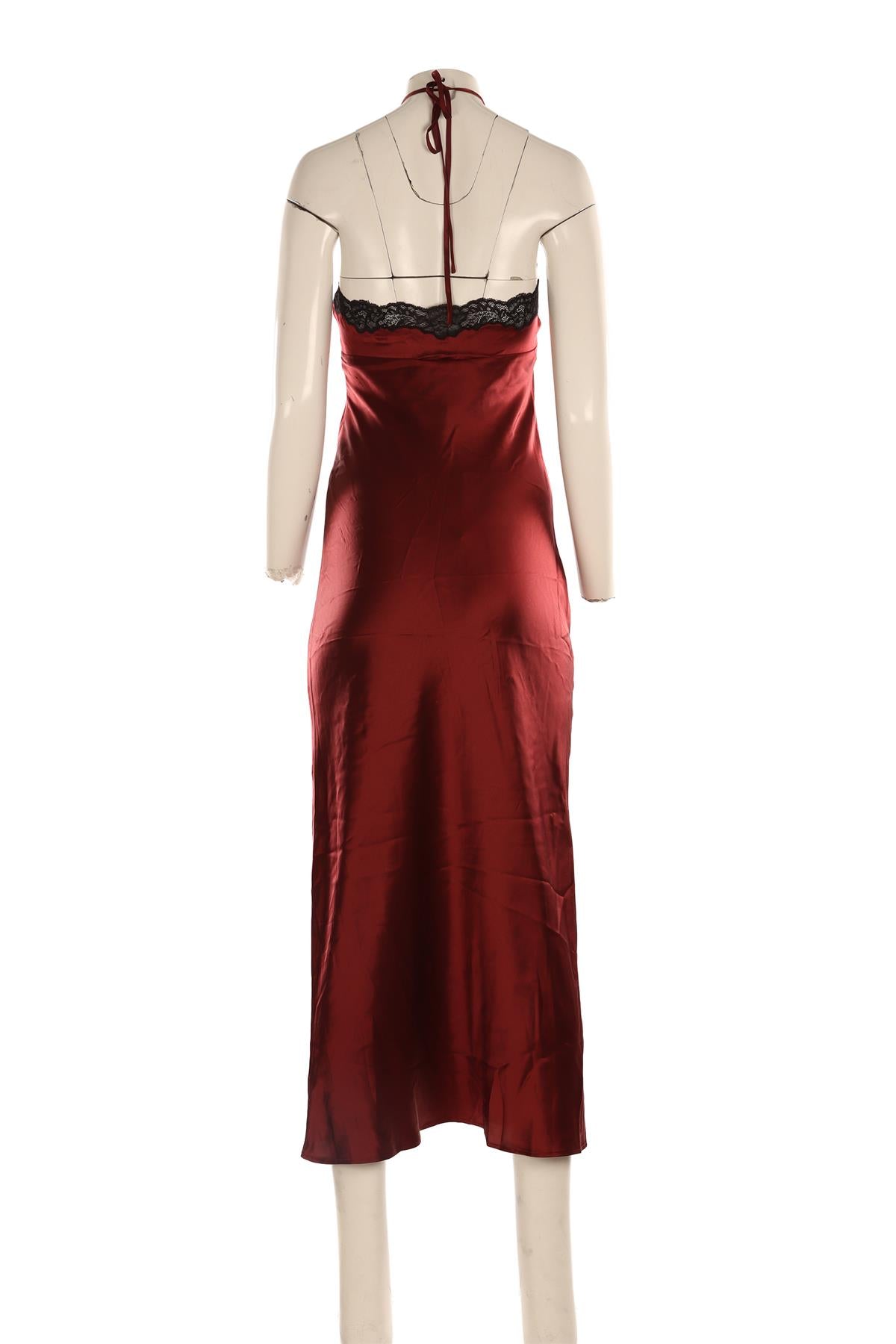 REFORMATION BURGUNDY SILK MAXI DRESS SMALL