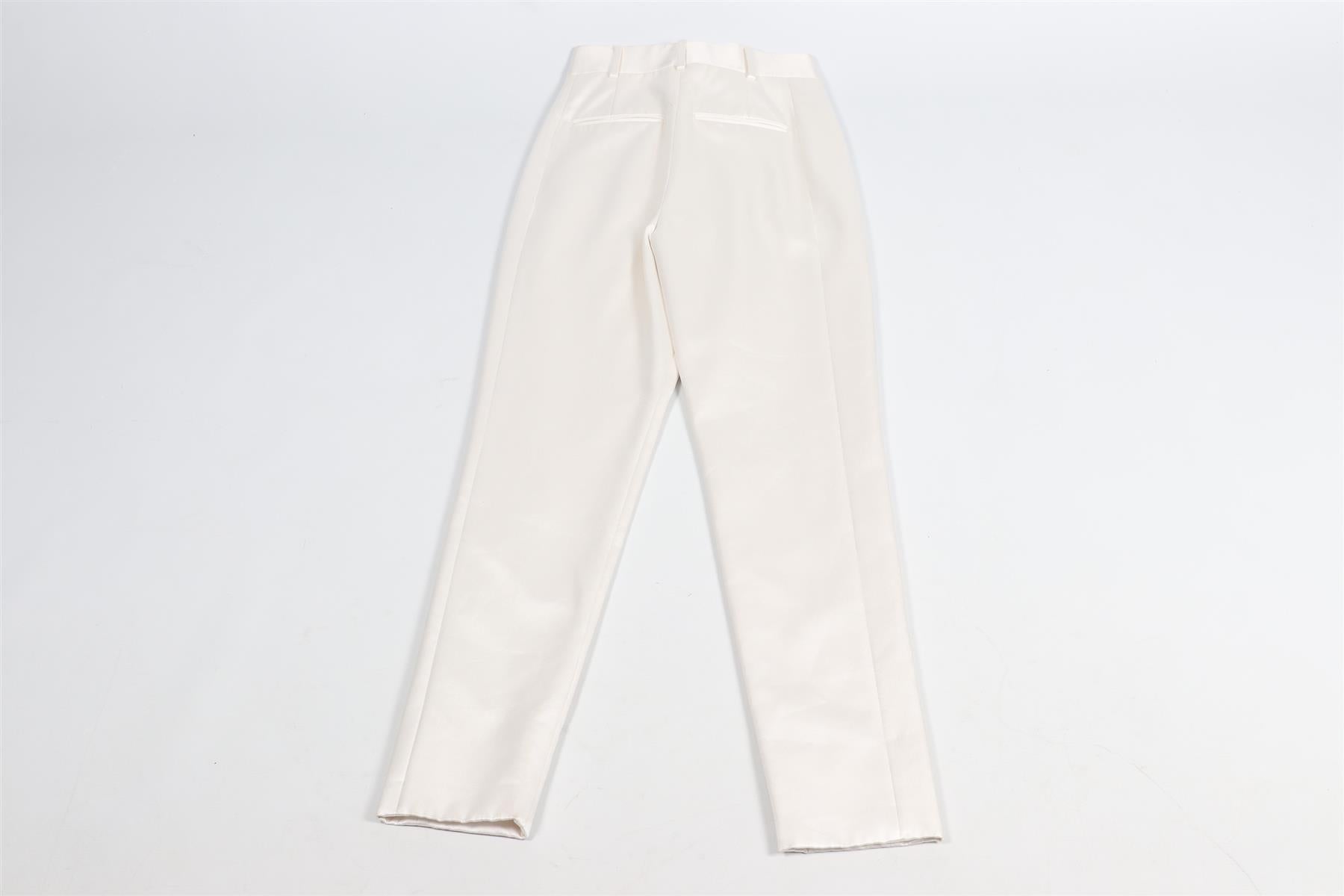 SAINT LAURENT IVORY SATIN TAPERED PANTS FR 34 UK 6