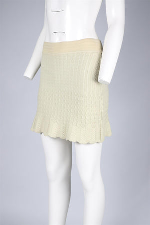 AZZEDINE ALAÏA GREEN 1990 WOOL BLEND MINI SKIRT XSMALL