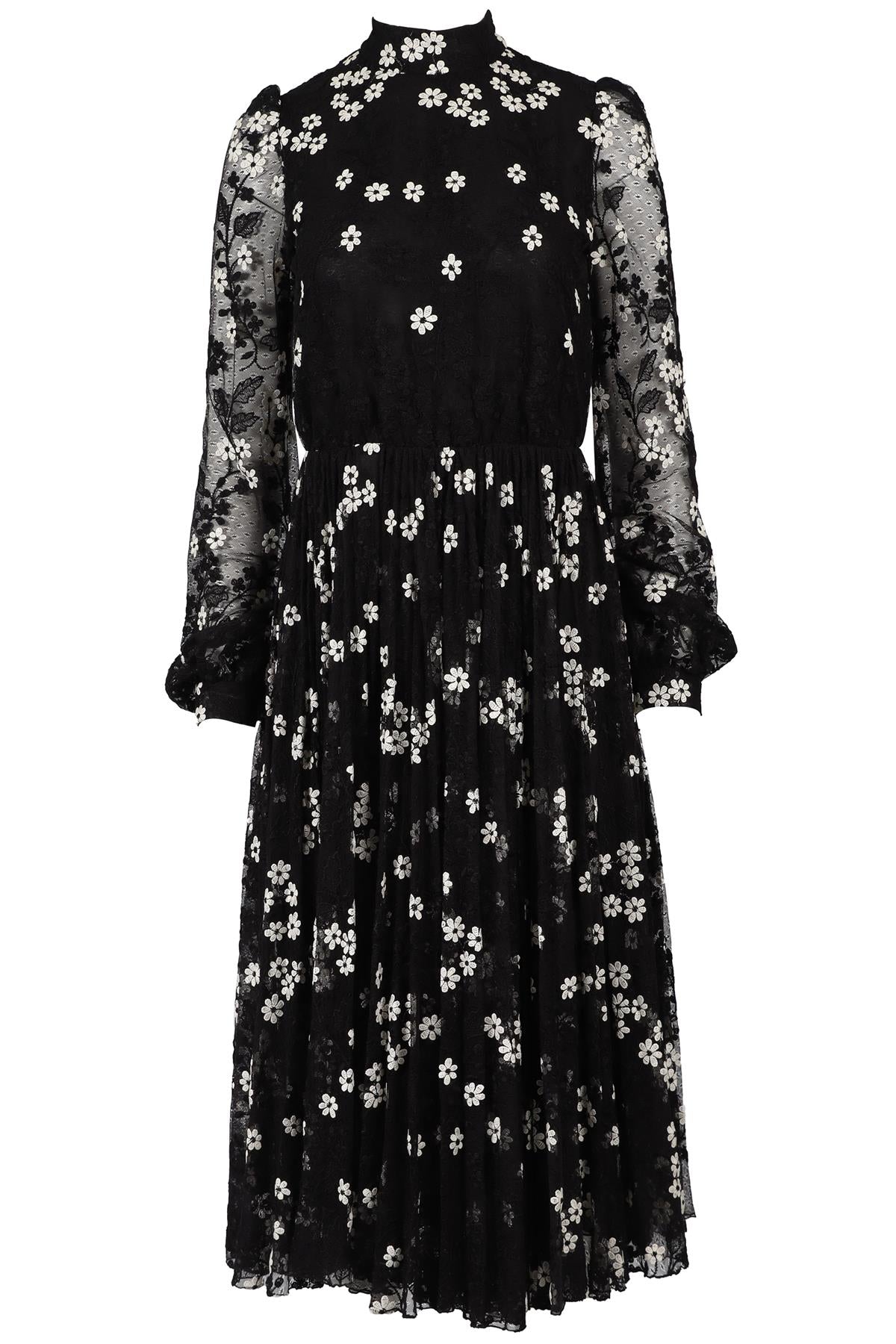 GIAMBATTISTA VALLI BLACK LACE MIDI DRESS IT 38 UK 6