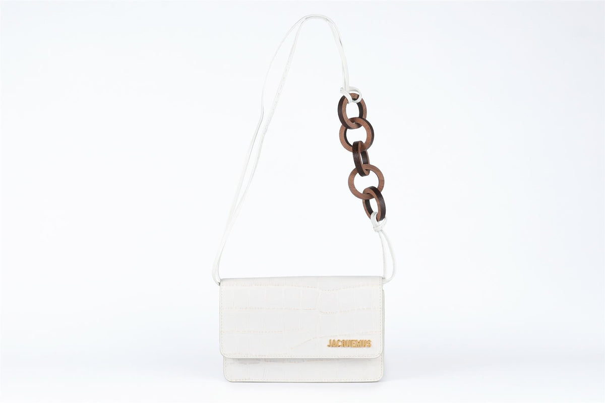 JACQUEMUS WHITE LE SAC RIVIERA LEATHER SHOULDER BAG