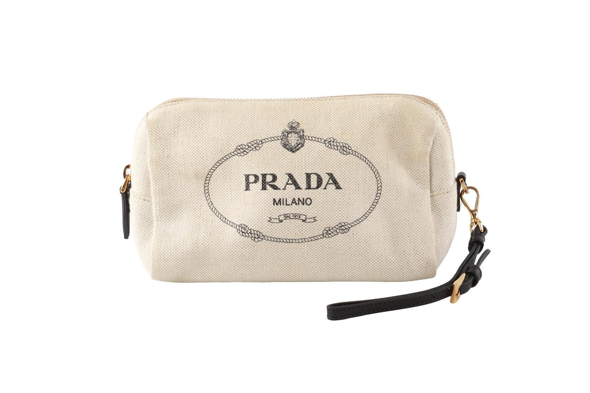 PRADA BEIGE CANVAS POUCH