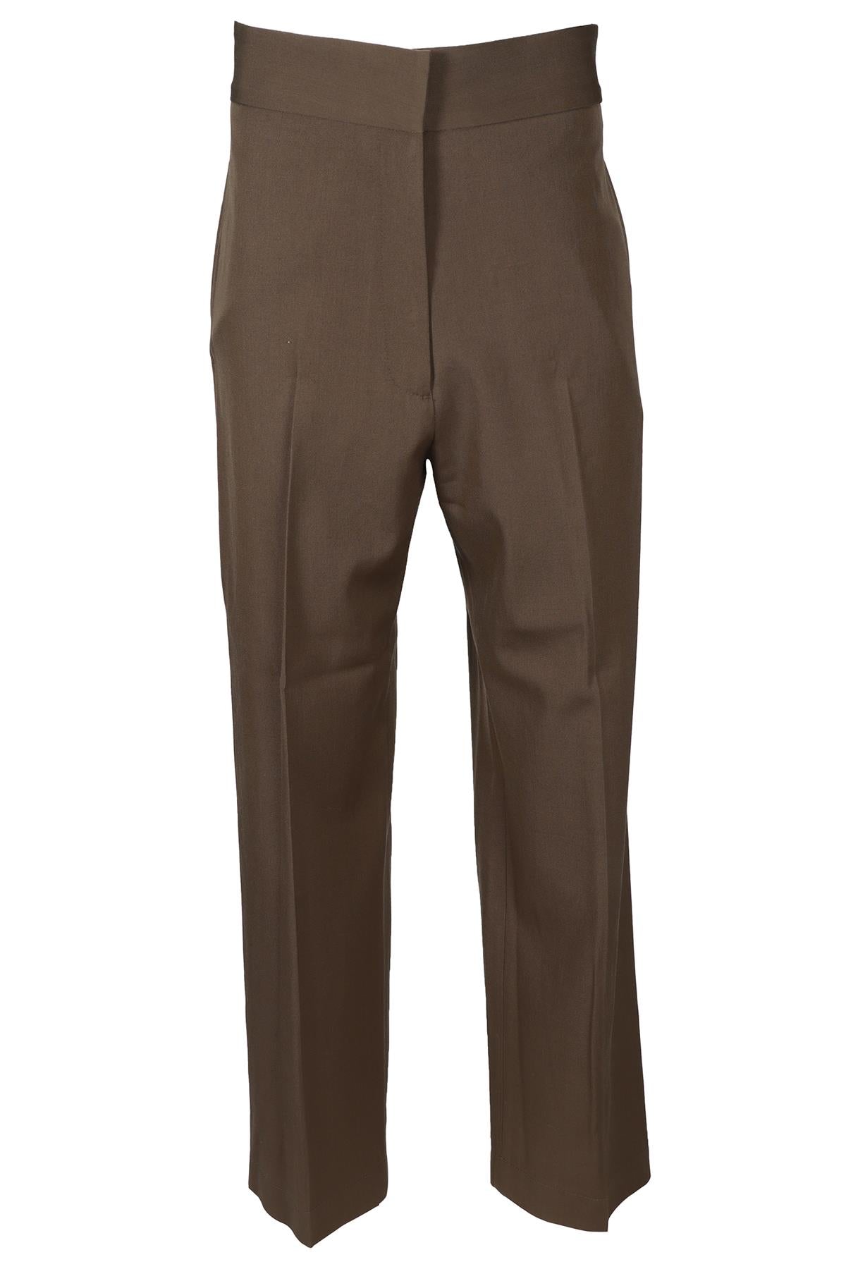 RAEY GREEN WOOL BLEND STRAIGHT LEG PANTS UK 10