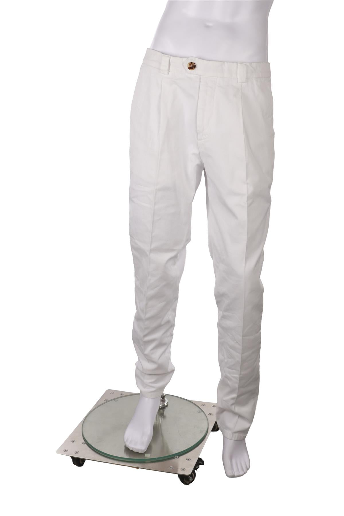 BRUNELLO CUCINELLI WHITE MEN'S COTTON STRAIGHT LEG PANTS IT 50 UK 34 FR 42