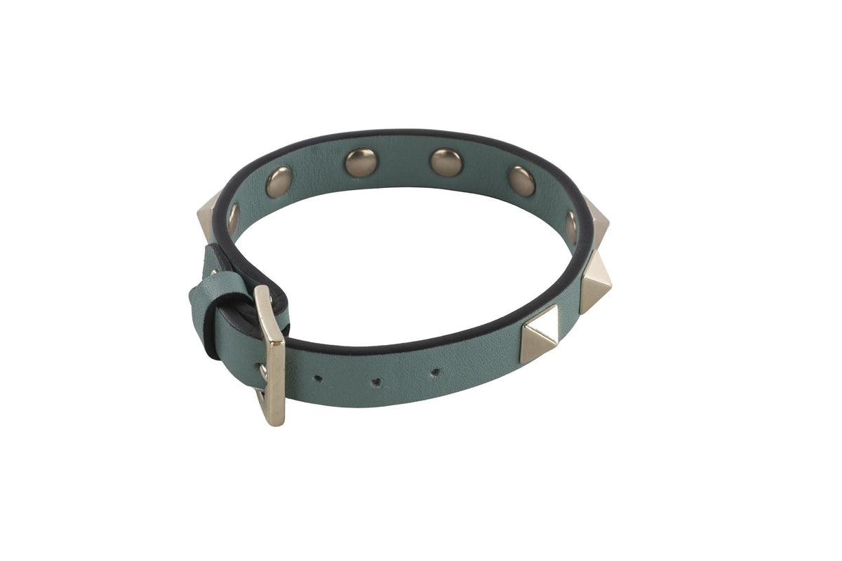 VALENTINO GARAVANI BLUE ROCKSTUD LEATHER BRACELET
