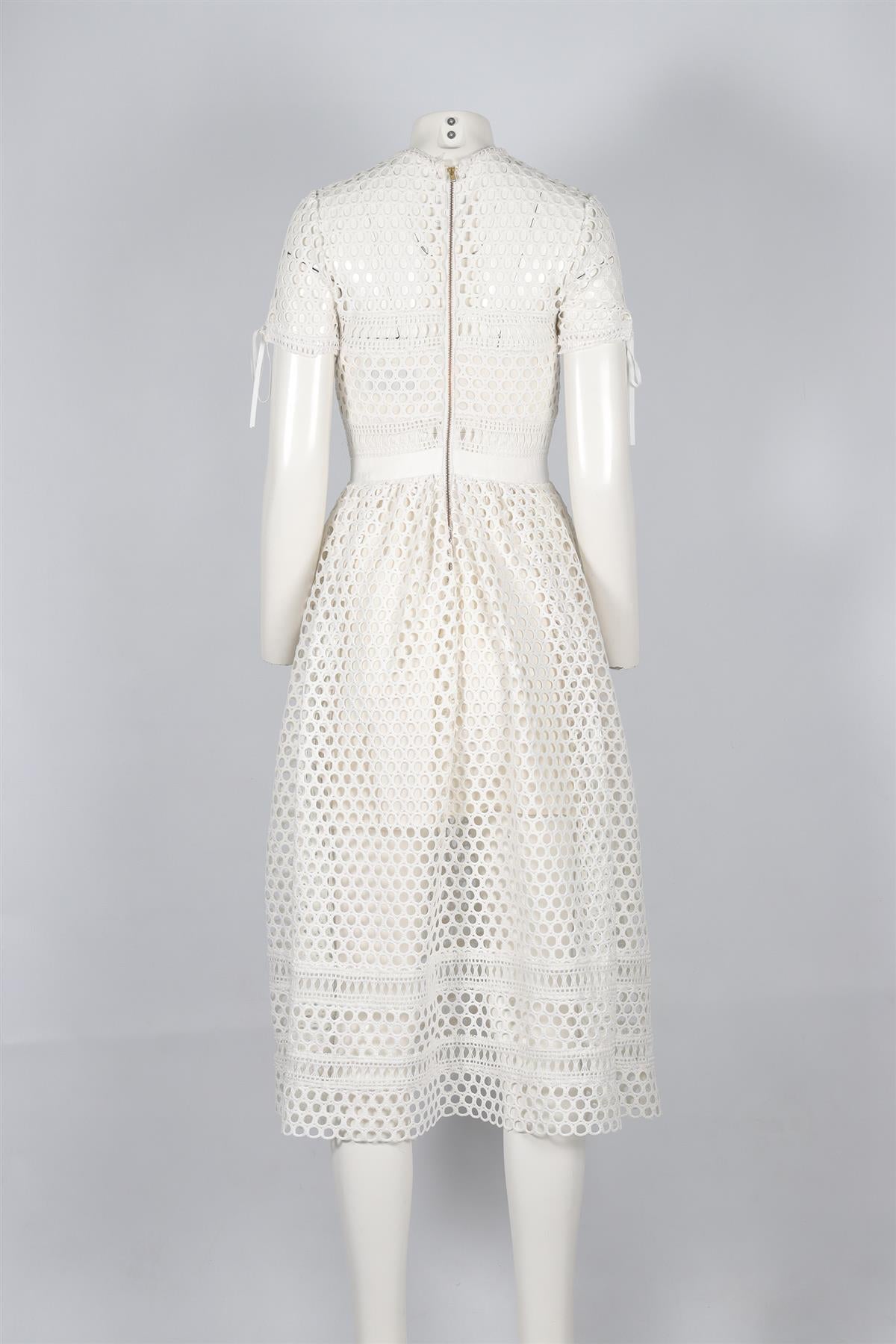 SELF-PORTRAIT WHITE LACE MIDI DRESS UK 10