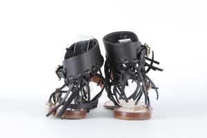 VALENTINO GARAVANI BLACK LEATHER SANDALS EU 38 UK 5 US 8
