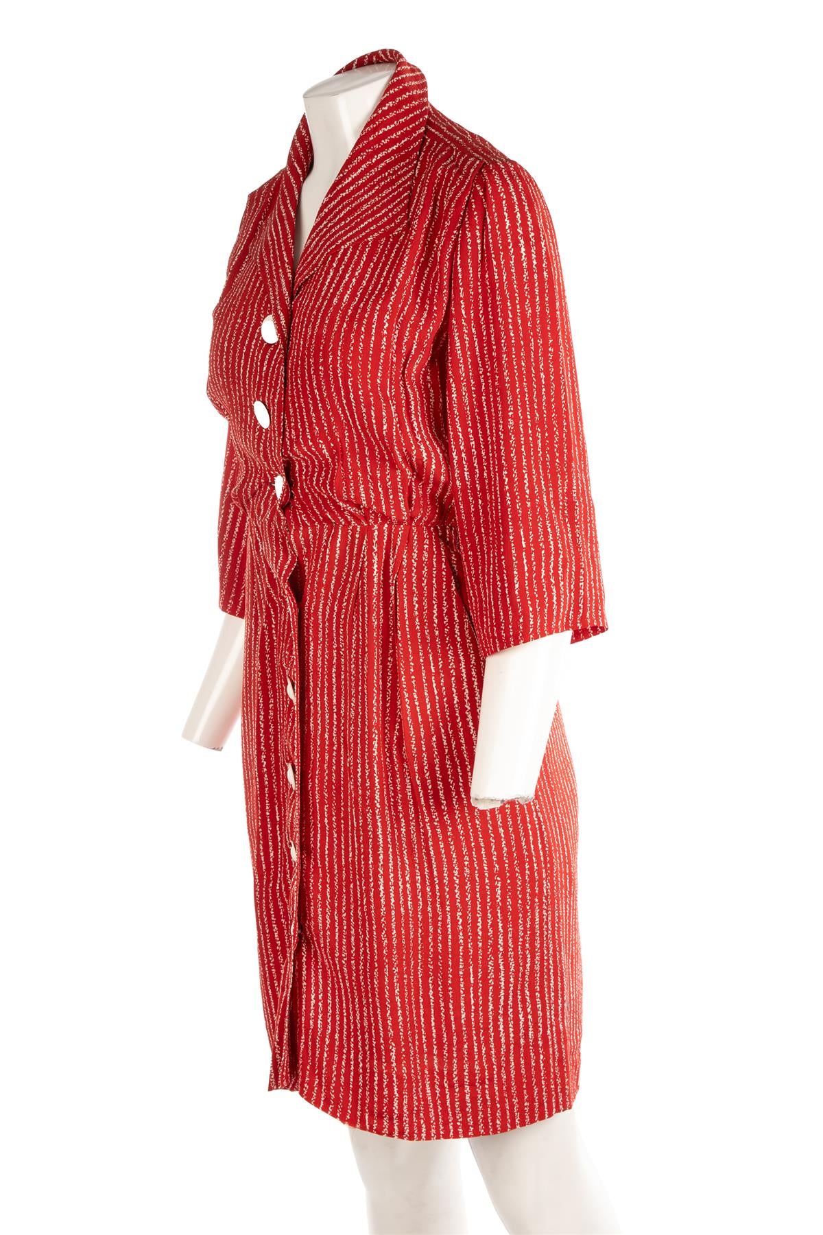 YVES SAINT LAURENT RED VINTAGE CREPE MINI DRESS FR 34 UK 6