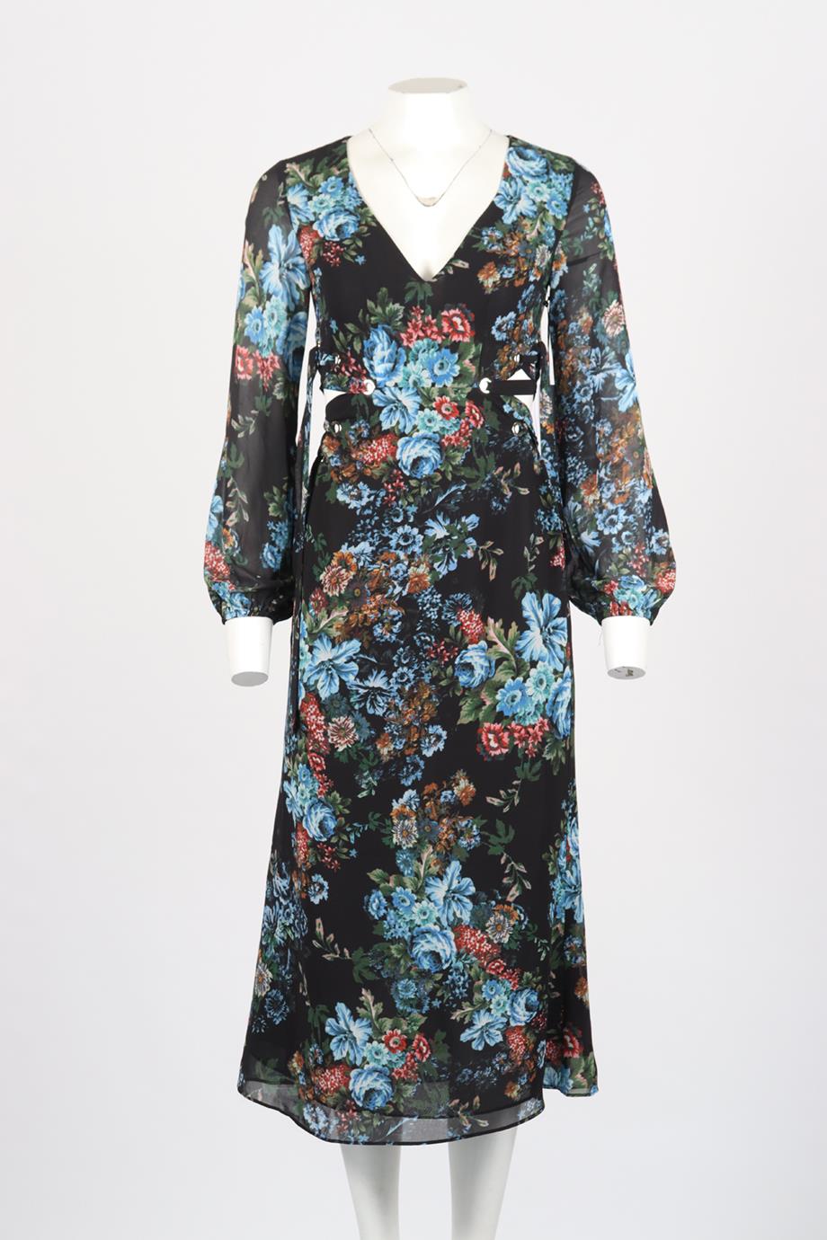 LPA FLORAL PRINT CREPE MAXI DRESS XSMALL