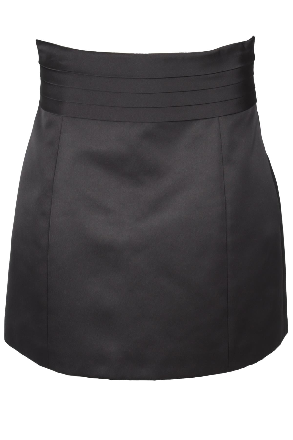 REDEMPTION BLACK SATIN MINI SKIRT IT 44 UK 12