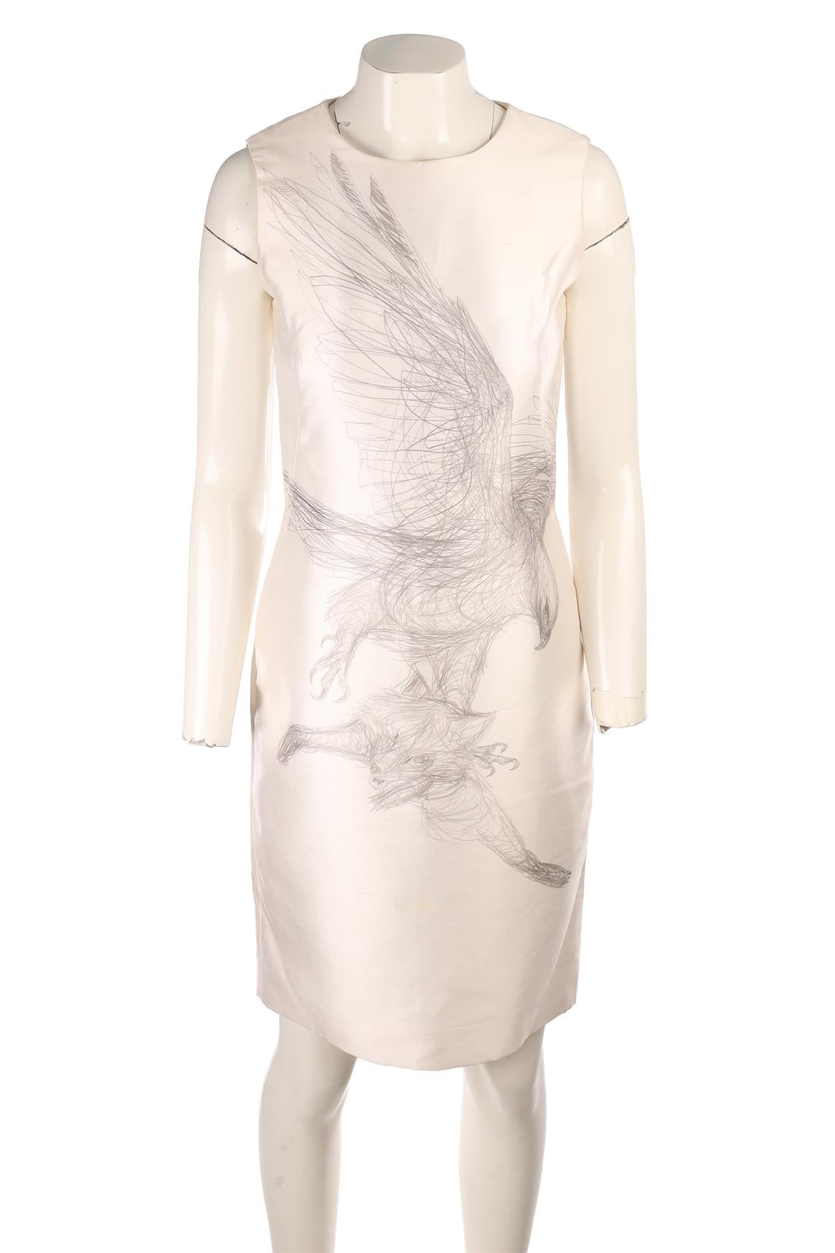 ALEXANDER MCQUEEN IVORY 2009 SILK BLAZER AND DRESS SET IT 42