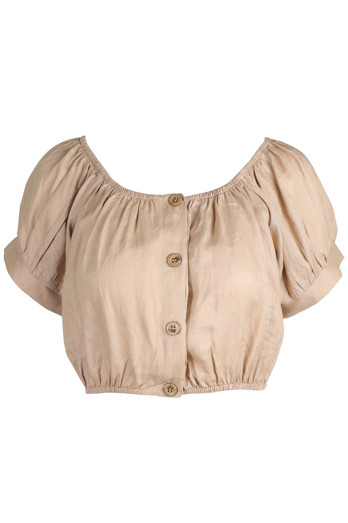 EBERJOY BEIGE LINEN TOP MEDIUM