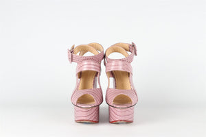 CHARLOTTE OLYMPIA PURPLE LEATHER WEDGE SANDALS EU 36 UK 3 US 6