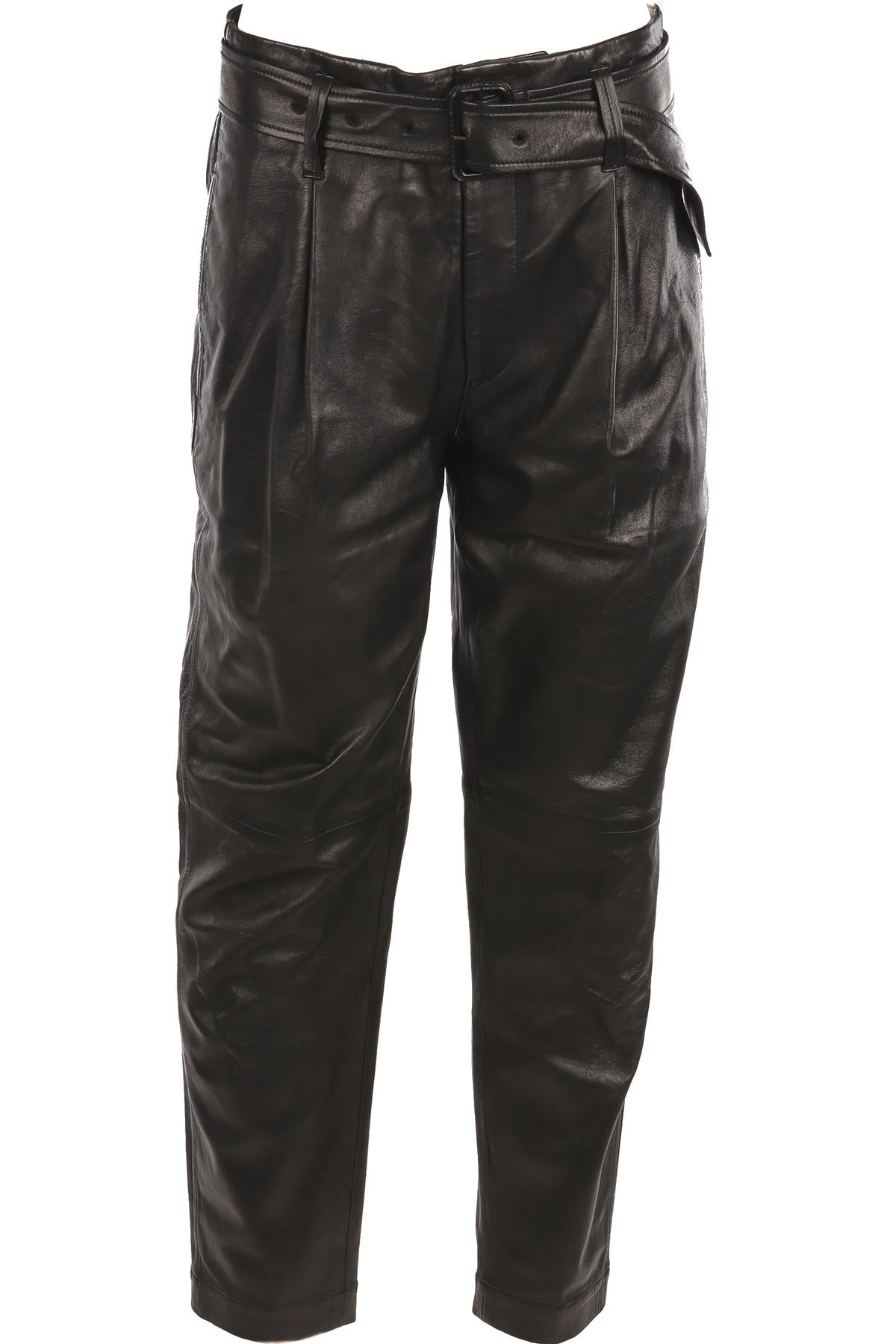 POLO RALPH LAUREN BLACK LEATHER TAPERED PANTS US 2 UK 6