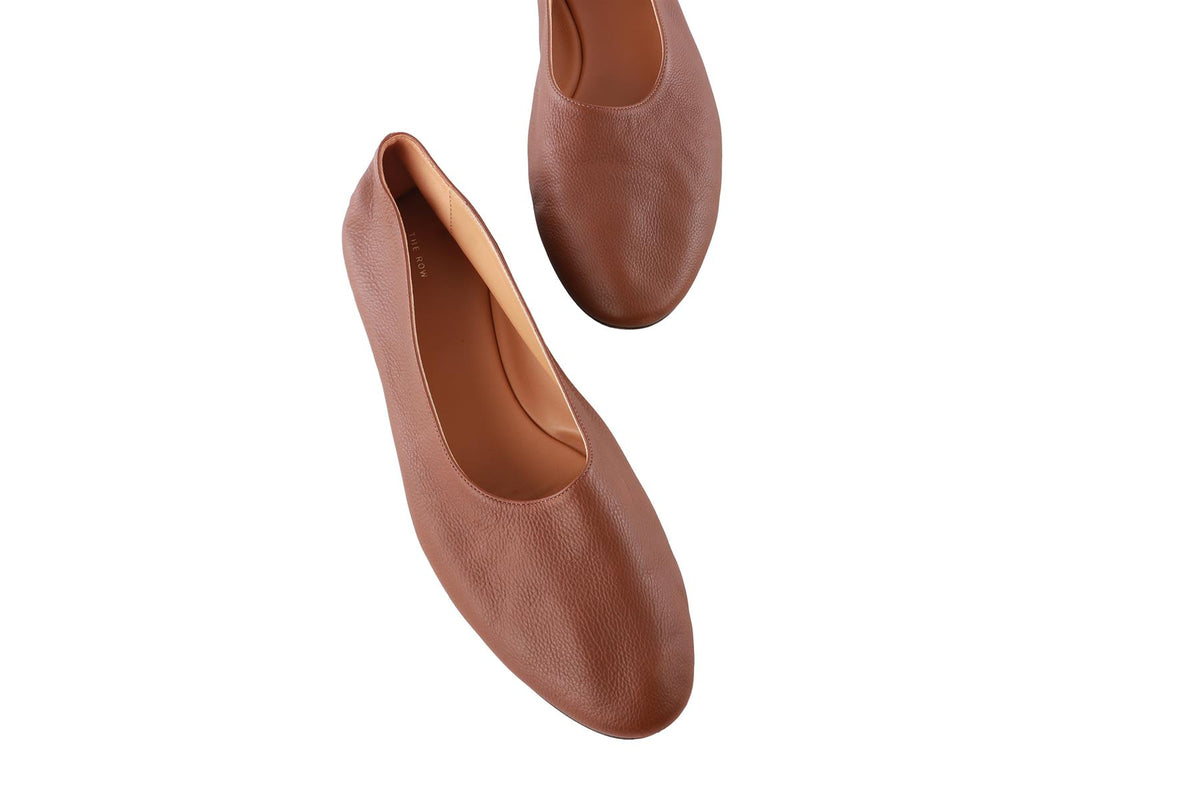 THE ROW BROWN LEATHER BALLET FLATS EU 39 UK 6 US 9
