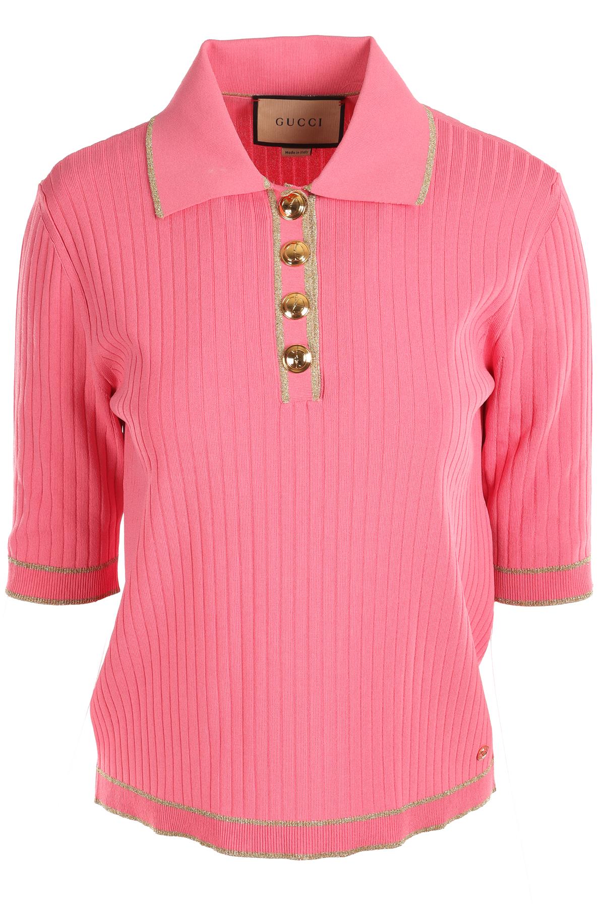 GUCCI PINK KNIT POLO SHIRT MEDIUM