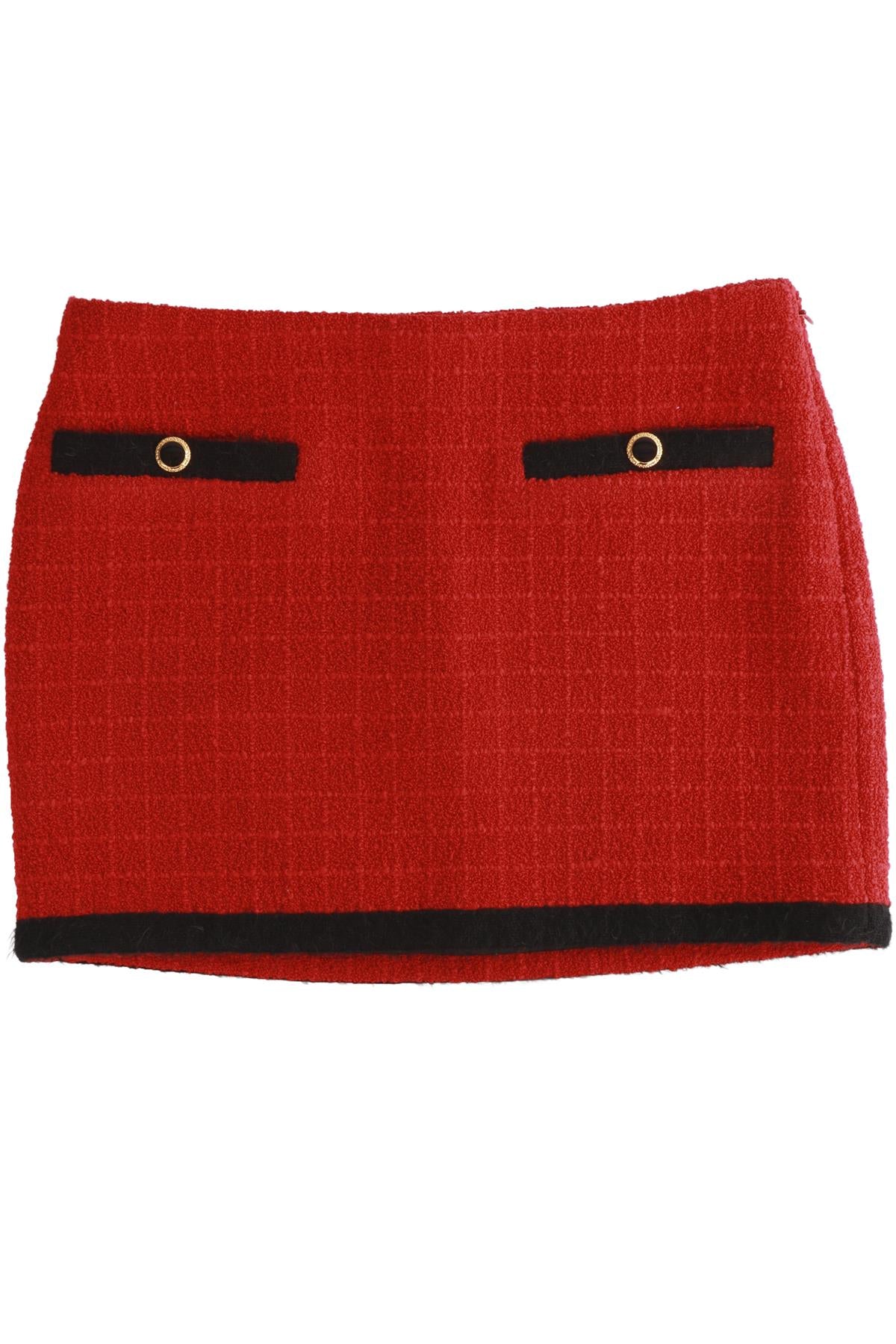 ALESSANDRA RICH RED WOOL MINI SKIRT IT 36 UK 4