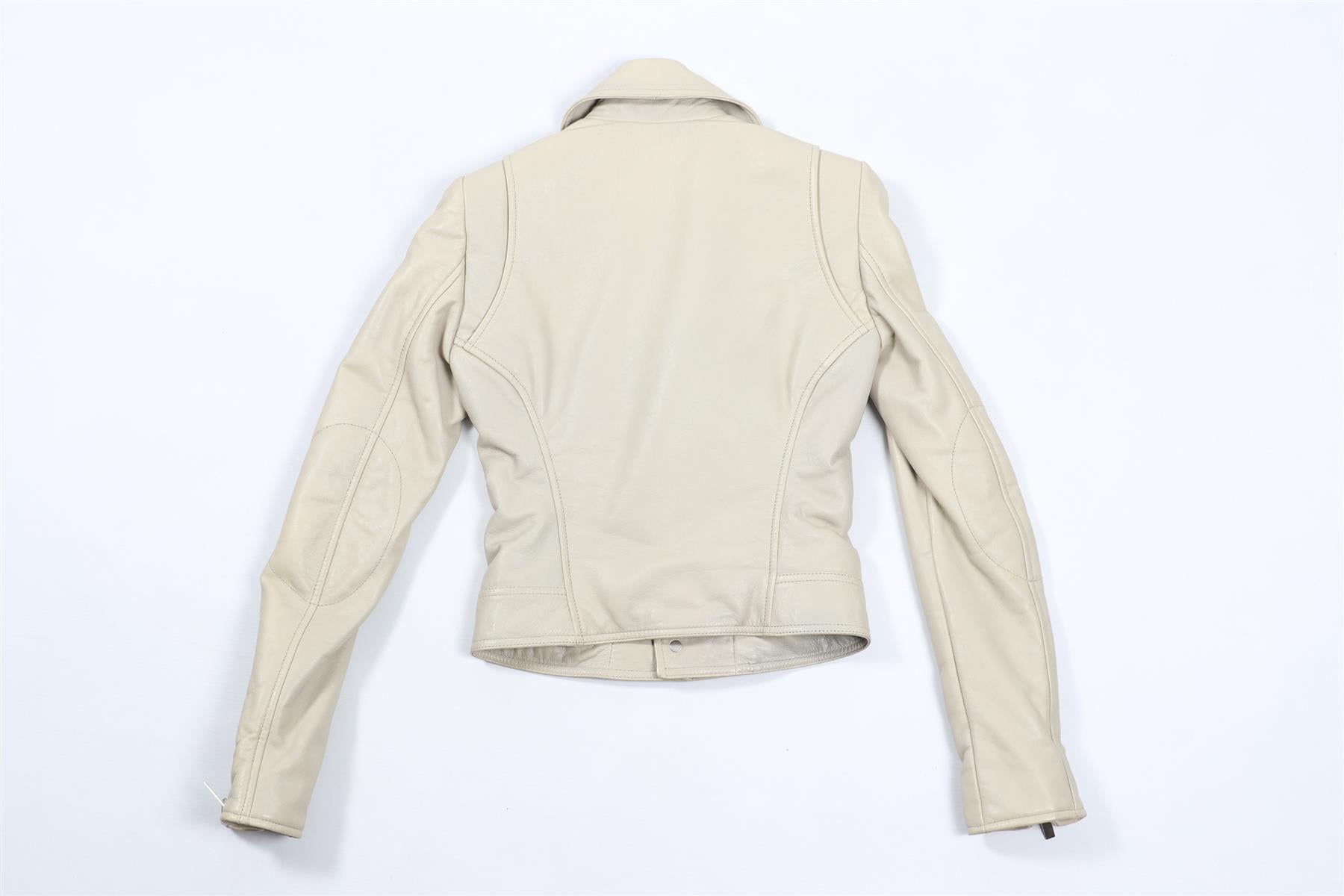 BALENCIAGA CREAM LEATHER JACKET FR 34 UK 6