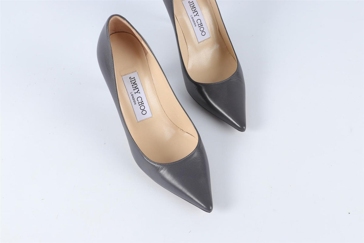 JIMMY CHOO GREY LEATHER PUMPS EU 34 UK 1 US 4