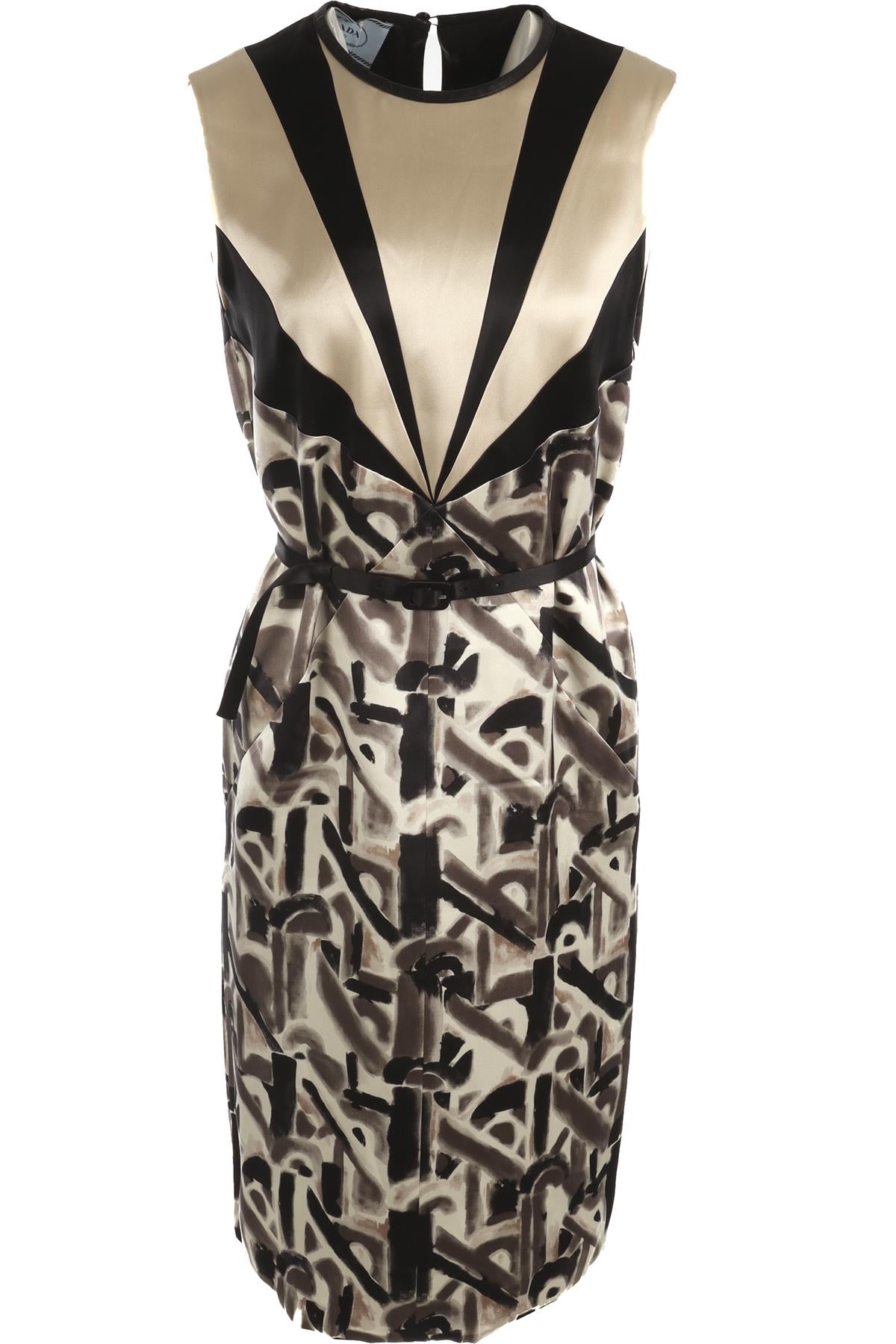PRADA MULTI SILK MIDI DRESS IT 40 UK 8
