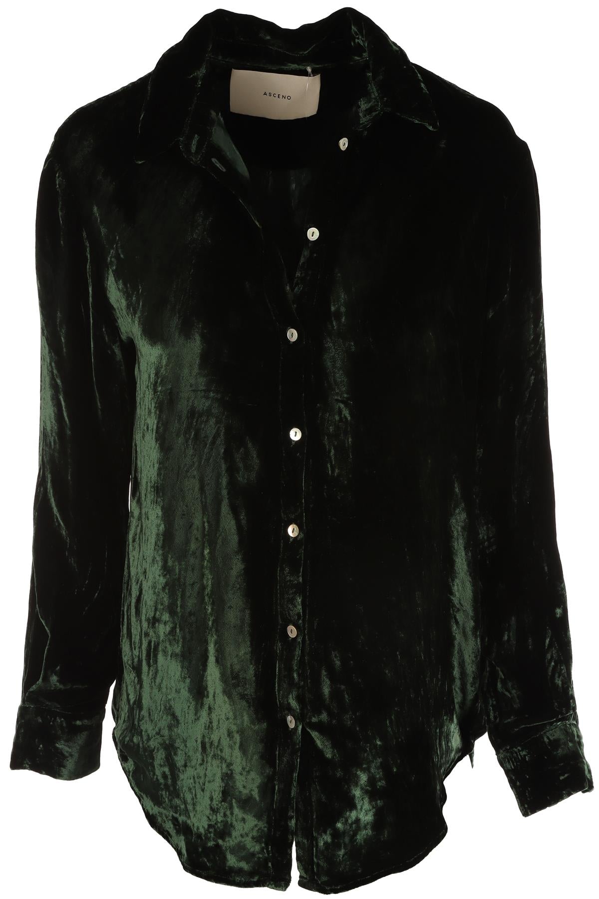 ASCENO GREEN VELVET SHIRT XSMALL