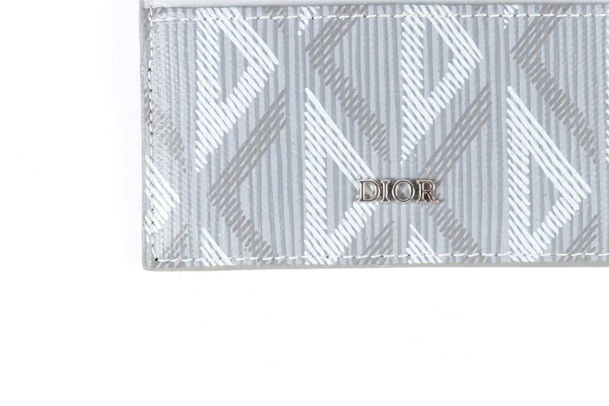 CHRISTIAN DIOR GREY LEATHER CARD HOLDER