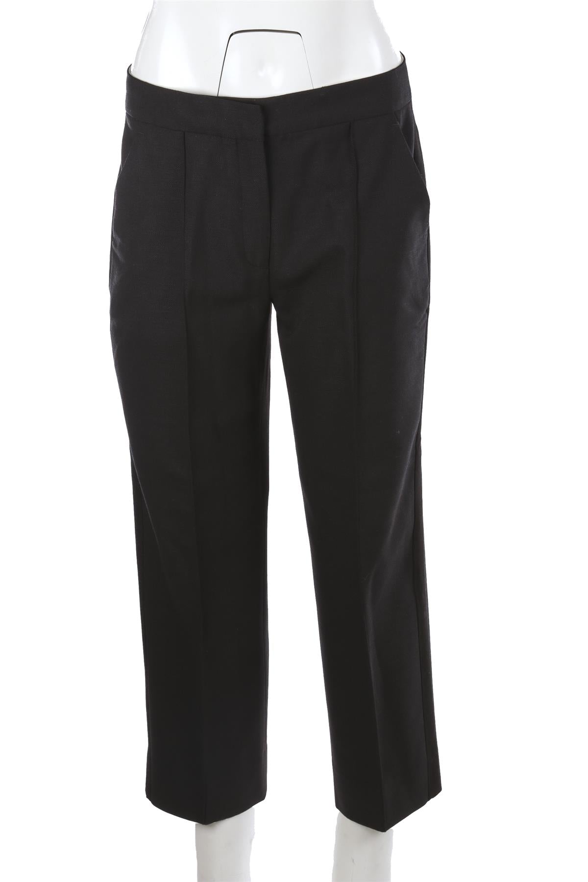 ME+EM BLACK WOOL STRAIGHT LEG PANTS UK 10