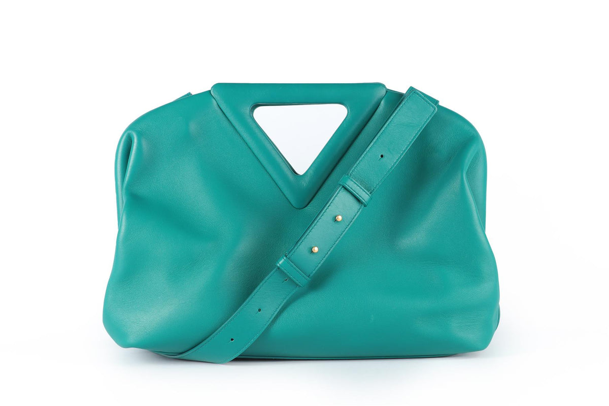BOTTEGA VENETA TEAL POINT MEDIUM LEATHER TOTE BAG